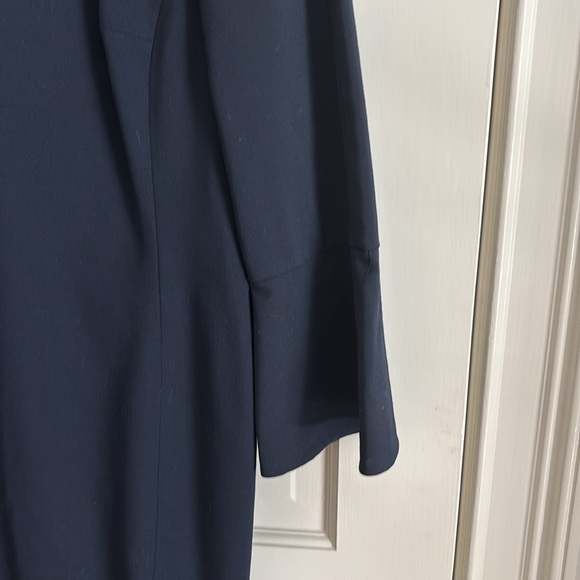 Ann Taylor Blue Sheath Dress 3/4 Sleeve Crew Neck - Picture 3 of 5